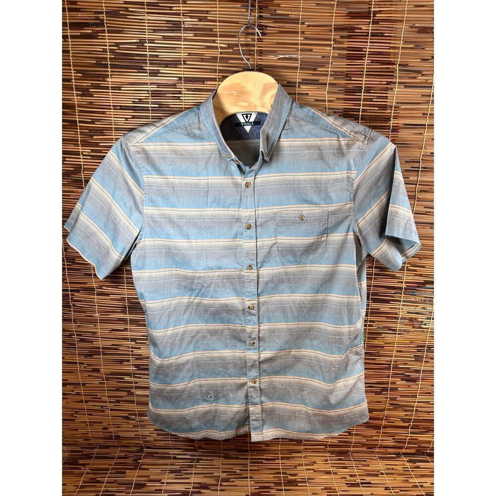 Vissla XL Striped Short Sleeve Button Down Shirt